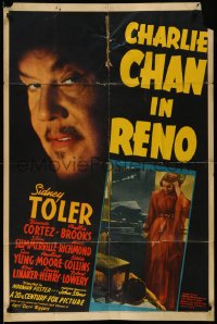 9d0540 CHARLIE CHAN IN RENO 1sh 1939 Asian detective Sidney Toler in the title role, ultra rare!