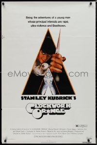 9d0546 CLOCKWORK ORANGE 1sh 1972 Stanley Kubrick classic, Castle art of Malcolm McDowell, R-rated!