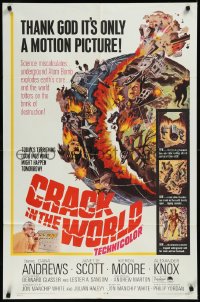 9d0561 CRACK IN THE WORLD 1sh 1965 atom bomb explodes, thank God it's only a motion picture!
