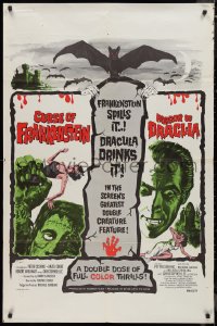 9d0569 CURSE OF FRANKENSTEIN /HORROR OF DRACULA 1sh 1964 great artwork from Hammer horror double bill!