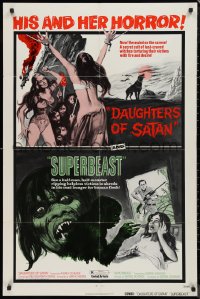9d0579 DAUGHTERS OF SATAN/SUPERBEAST 1sh 1972 horror double-bill, his & her horror!