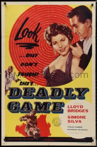 9d0582 DEADLY GAME 1sh 1954 Lloyd Bridges, sexy bad girl Simone Silva knows the score!