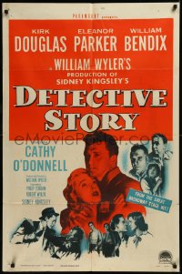 9d0586 DETECTIVE STORY 1sh 1951 William Wyler, Kirk Douglas can't forgive Eleanor Parker!
