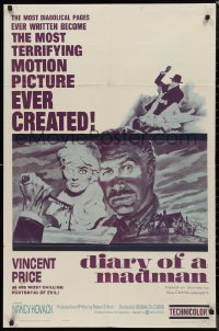9d0591 DIARY OF A MADMAN 1sh 1963 Vincent Price in his most chilling portrayal of evil!