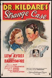 9d0608 DR. KILDARE'S STRANGE CASE 1sh 1940 Lionel Barrymore watches Lew Ayres & pretty Laraine Day!