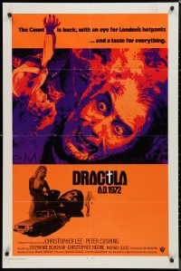 9d0611 DRACULA A.D. 1972 int'l 1sh 1972 Hammer, cool artwork of vampire Christopher Lee!