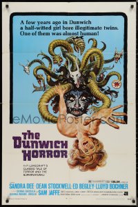 9d0620 DUNWICH HORROR 1sh 1970 AIP, art of multi-headed monster attacking woman by Reynold Brown!