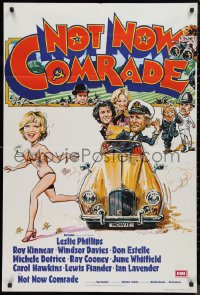 9d0431 NOT NOW COMRADE English 1sh 1976 Leslie Phillips, Roy Kinnear, different art by Langford!
