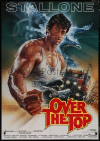 9d0148 OVER THE TOP German 33x47 1987 pro arm-wrestler Sylvester Stallone, artwork by Casaro!