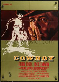 9d0156 COWBOY German 1958 Glenn Ford & Jack Lemmon in a western movie, green background design!