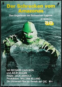 9d0157 CREATURE FROM THE BLACK LAGOON German R1970s great image of monster in water!