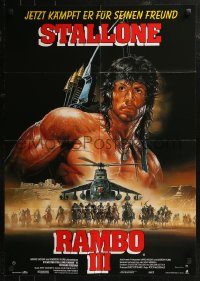 9d0190 RAMBO III German 1988 Sylvester Stallone returns as John Rambo, Renato Casaro action art!