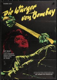 9d0198 STRANGLERS OF BOMBAY German 1960 Hammer horror, Braun art of murder cultist strangling woman!