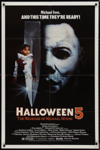9d0686 HALLOWEEN 5 1sh 1989 The Revenge of Michael Myers, cool horror image!