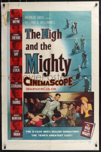 9d0704 HIGH & THE MIGHTY 1sh 1954 John Wayne, Claire Trevor, William Wellman airplane disaster!