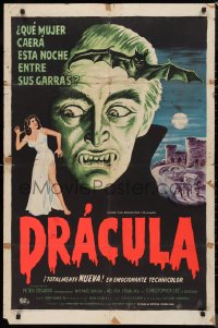 9d0713 HORROR OF DRACULA Spanish/US 1sh 1958 Hammer vampire, different art of monster & sexy girl