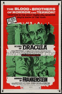 9d0714 HORROR OF FRANKENSTEIN/SCARS OF DRACULA 1sh 1971 with the blood-brothers of horror & terror!