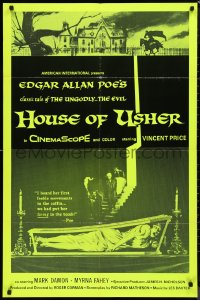 9d0719 HOUSE OF USHER military 1sh R1970s Poe's tale of the ungodly & evil, Brown art, day-glo green!