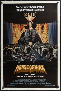 9d0721 HOUSE OF WAX 1sh R1981 3-D, great artwork of Vincent Price with candle over audience!