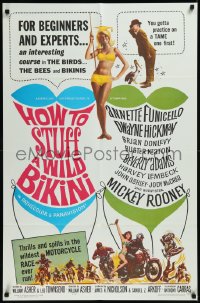 9d0723 HOW TO STUFF A WILD BIKINI 1sh 1965 Annette Funicello, Buster Keaton, motorcycle & bikini art