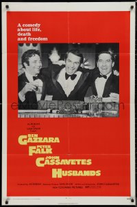 9d0728 HUSBANDS 1sh 1970 Ben Gazzara, Peter Falk & John Cassavetes in tuxedos at bar!