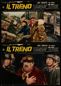9d0129 TRAIN set of 8 Italian 10x14 pbustas 1965 Lancaster & Paul Scofield in WWII, Frankenheimer!