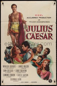 9d0744 JULIUS CAESAR 1sh 1953 art of Marlon Brando, James Mason & Greer Garson, Shakespeare