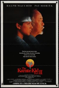 9d0747 KARATE KID PART II advance 1sh 1986 great profile of Pat Morita as Mr. Miyagi, Ralph Macchio!