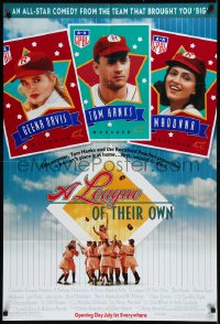 9d0755 LEAGUE OF THEIR OWN advance DS 1sh 1992 Tom Hanks, Madonna, Geena Davis, women's baseball!