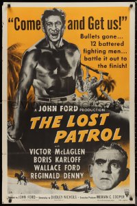 9d0762 LOST PATROL 1sh R1954 Boris Karloff, Victor McLaglen, John Ford's WWI classic!