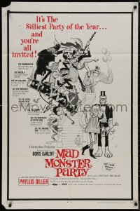9d0767 MAD MONSTER PARTY 1sh 1968 great Frazetta artwork of animated Dracula, Mummy & Igor!