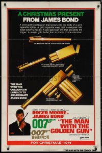 9d0772 MAN WITH THE GOLDEN GUN teaser 1sh 1974 a Christmas present from James Bond, Robert McGinnis!