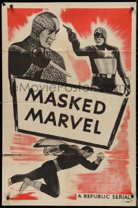 9d0780 MASKED MARVEL 1sh R1940s wonderful art of masked hero, Republic serial!