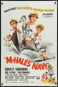 9d0781 McHALE'S NAVY 1sh 1964 Joseph Smith art of Ernest Borgnine, Tim Conway & cast on ship!