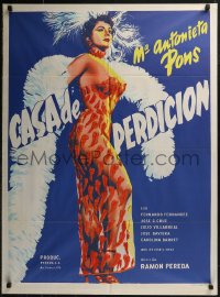 9d0132 CASA DE PERDICION Mexican poster 1956 sexy Maria Antonieta Pons in see-through pepper dress!