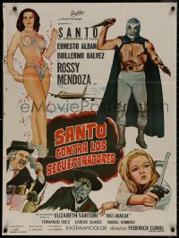 9d0141 SANTO CONTRA LOS SECUESTRADORES Mexican poster 1972 art of the famous masked wrestler!