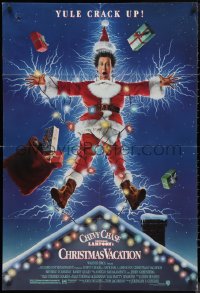 9d0802 NATIONAL LAMPOON'S CHRISTMAS VACATION 1sh 1989 Consani art of Chevy Chase, yule crack up!