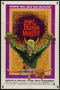 9d0808 NIGHT OF THE BLOOD MONSTER 1sh 1972 Jess Franco, art of wacky beast & half-dressed sexy girl!