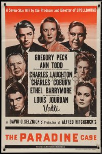 9d0826 PARADINE CASE 1sh 1948 Alfred Hitchcock, Gregory Peck, Todd, Laughton & top cast!