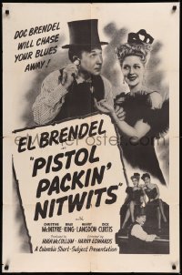 9d0829 PISTOL PACKIN' NITWITS 1sh 1945 Harry Langdon playing piano in his final comedy short!