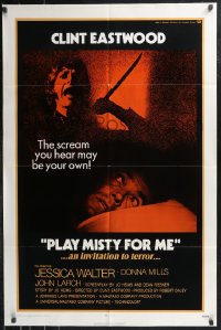 9d0832 PLAY MISTY FOR ME int'l 1sh 1971 classic Clint Eastwood, Jessica Walter, invitation to terror!
