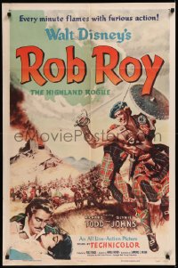 9d0862 ROB ROY 1sh 1954 Disney, art of Richard Todd as The Scottish Highland Rogue!