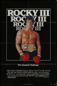 9d0866 ROCKY III 1sh 1982 image of boxer & director Sylvester Stallone with gloves & title belt!