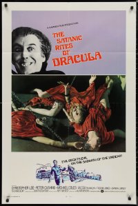 9d0874 SATANIC RITES OF DRACULA int'l 1sh 1974 Christopher Lee as Count Dracula & his vampire brides!