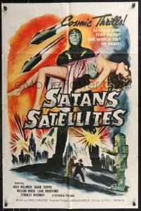 9d0872 SATAN'S SATELLITES 1sh 1958 space spies plot to put the world out of orbit, cool sexy art!