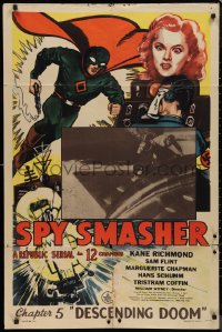 9d0897 SPY SMASHER chapter 5 1sh 1942 art/image of the Whiz Comics hero, Descending Doom, ultra rare!