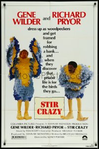 9d0906 STIR CRAZY 1sh 1980 Gene Wilder & Richard Pryor in chicken suits, directed by Sidney Poitier!