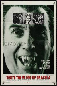 9d0914 TASTE THE BLOOD OF DRACULA 1sh 1970 Hammer horror, vampire Christopher Lee showing fangs!