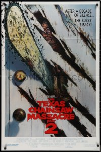 9d0924 TEXAS CHAINSAW MASSACRE PART 2 1sh 1986 Tobe Hooper horror sequel, cool Huston art!