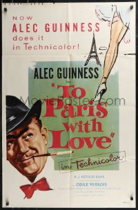9d0936 TO PARIS WITH LOVE 1sh 1955 art of Alec Guinness by Burnbaum, the facts of life, ultra rare!